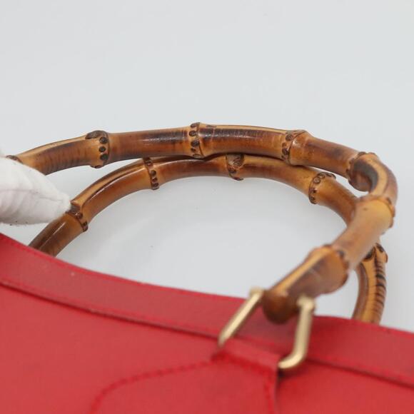 GUCCI Bamboo Hand Bag Leather Red Gold 002 2853 0260 0 - Picture 8 of 16